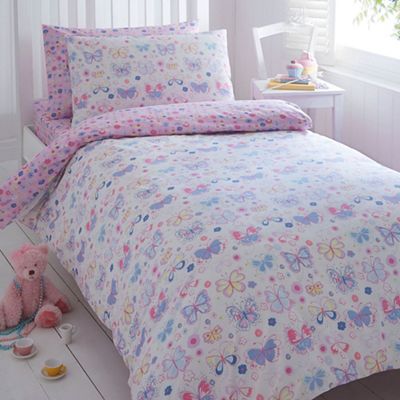 Kids' pink 'Sarah-Jane Butterfly' duvet cover and pillow case set